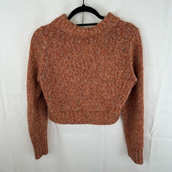 Y2K Orange Mixed Thread Cropped Collared Sweater - Picture 6 of 11